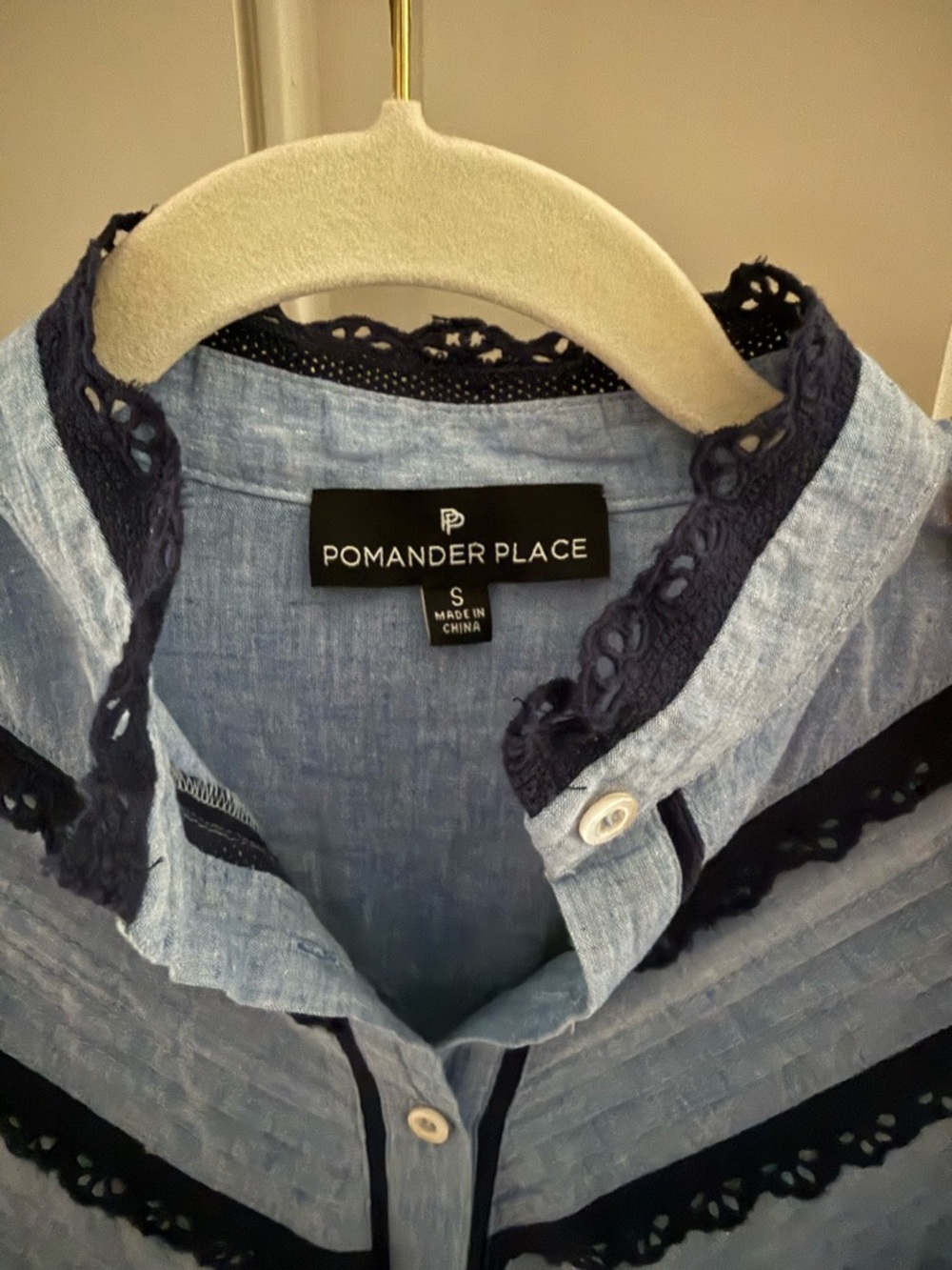 Tuckernuck Pomander Place Jolene Chambray Light Blue Lace Accent Midi Dress - Picture 5 of 7